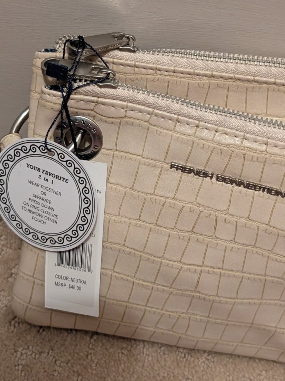 French Connection 2-in-1 bags, wristlet, slim pouches